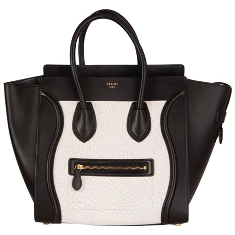 celine mini luggage tote black and white|celine mini luggage tote size.